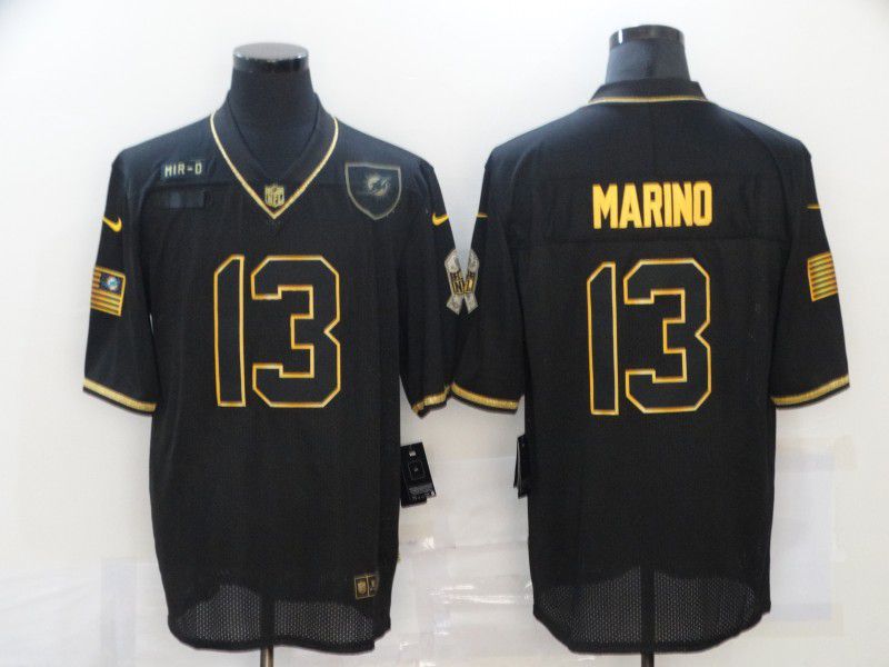 Men Miami Dolphins #13 Marind Black Retro Gold Lettering 2020 Nike NFL Jersey